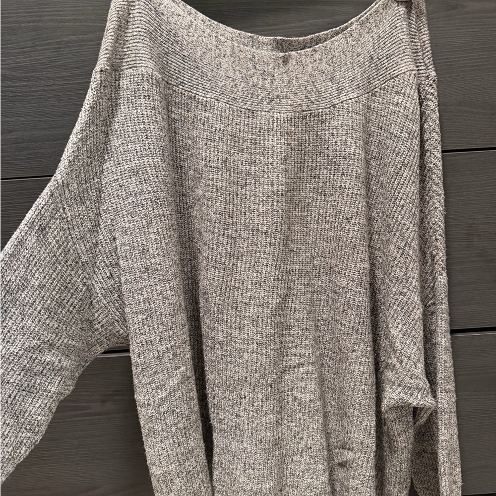 Free People Heather Gray Off-the-Shoulder Knit Sweater